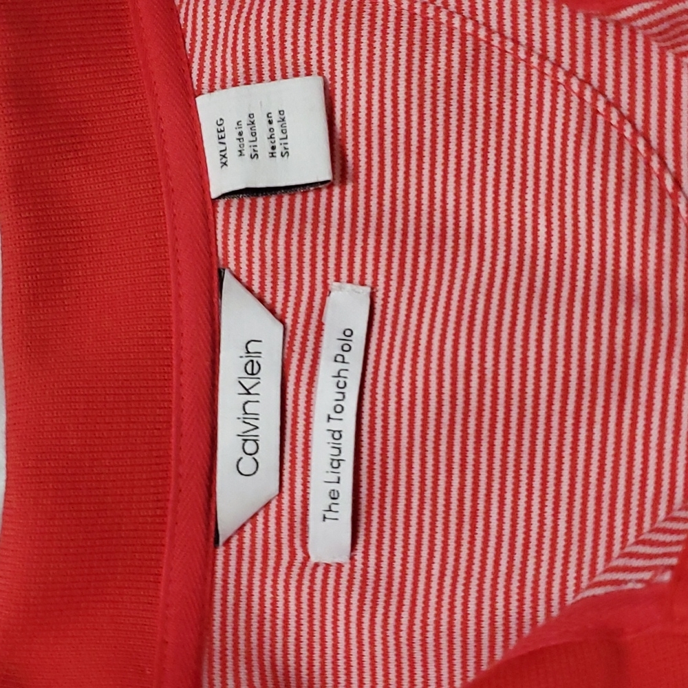 Calvin Klen, stripped red shirt
